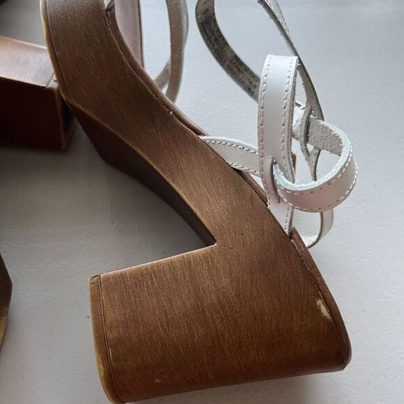 Seychelles Double Dip Platform Strappy Heel Sandal 8 Leather Chunky Boho Hippie - Picture 2 of 13